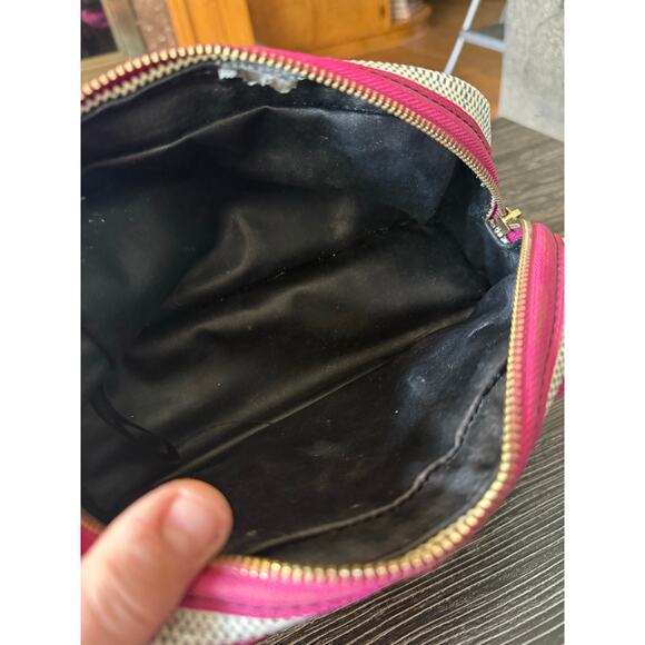 FOSSIL IVY PINK,BLUE,WHITE CANVAS FABRIC COSMETIC BAG,TRAVEL CASE,SHAVING KIT - Picture 3 of 8